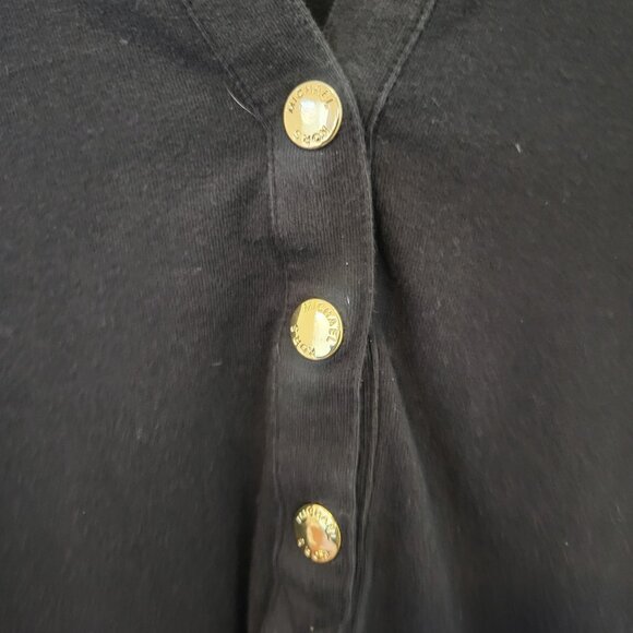 Michael Kors Womens Knit Pullover Top Black w/Gold Long Sleeve Side Zip Medium - Picture 4 of 7